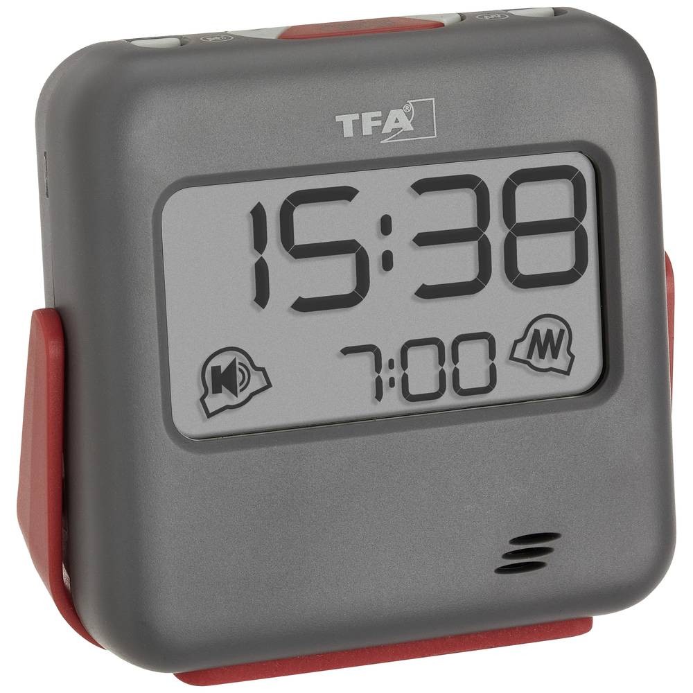 Réveil gris TFA Dostmann 60.2031.10 pour table de chevet de chambre épurée