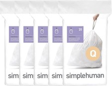 simplehuman Code Q 100 Count Custom Fit Drawstring Trash Bags 50-65L