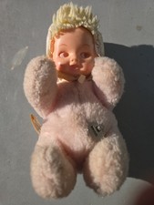 Vintage 1979 Eden Waggie Musical Pink Baby Doll Plush Toy Wind Up Music W Bonnet