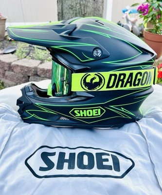 SHOEI VFX-W MOTOCROSS HECTIC HELMET TC4/Dragon NFX2 Green Goggles