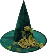 Halloween Green Witch Hat Floral Vine Decor Wizard Hat for Women Girls Hallow...
