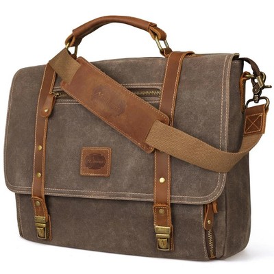 Laptop Messenger bag for Mens 15.6 Inch, Waterproof Vintage Genuine Leather M...