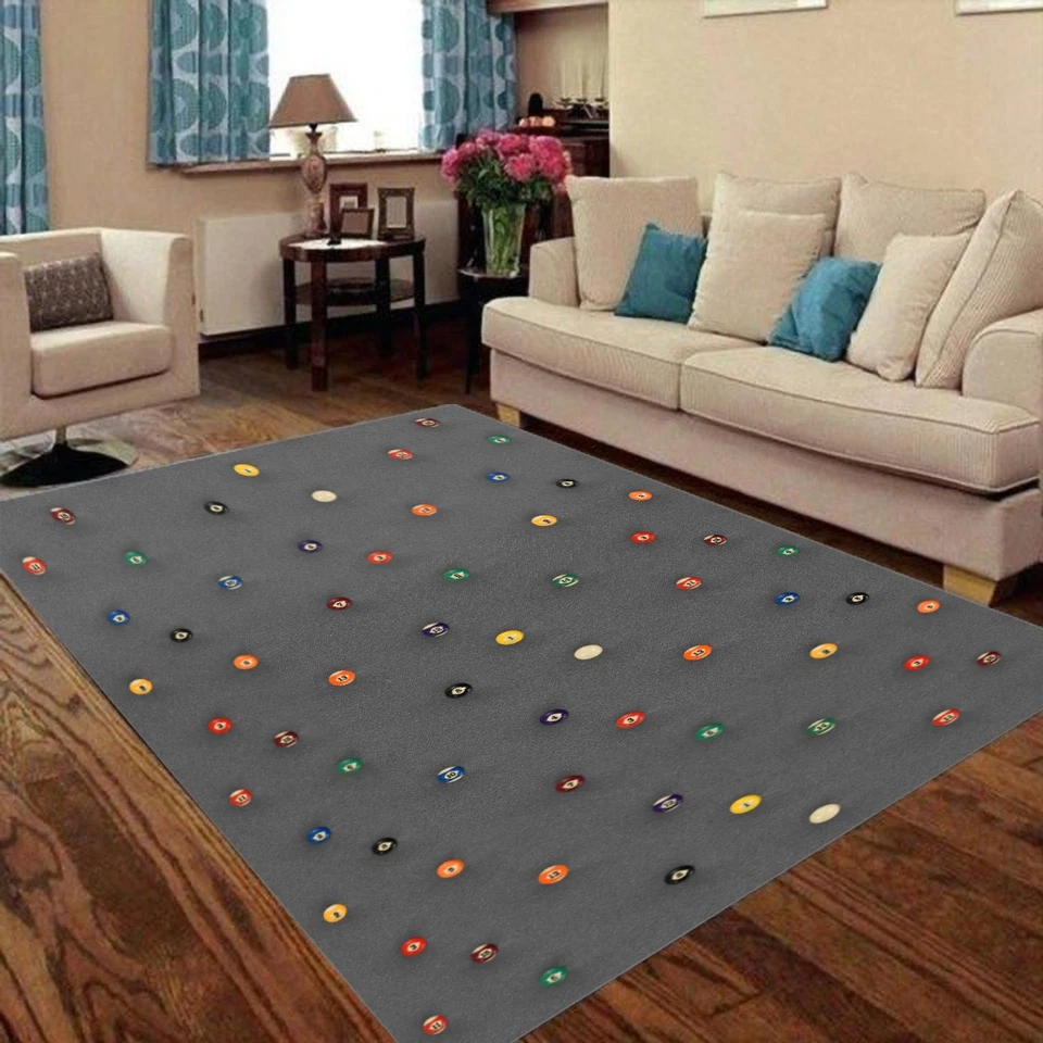 Vintage Billiard Ball Foldable Rectangular Floor Mat Pool Table Bar Rug - Image 3 of 4