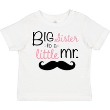 Inktastic Big Sister To A Little Mr. Toddler T-Shirt Children Girl White Sis Kid