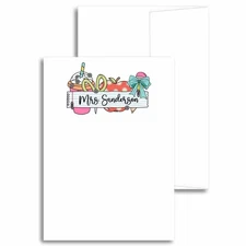 Personalized Teacher Handmade Gift Stationery Note Cards with Name (SETS OF 20)