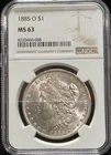1885 O Morgan Silver Dollar NGC MS63  US Graded Coin Slab New Orleans Mint 90%