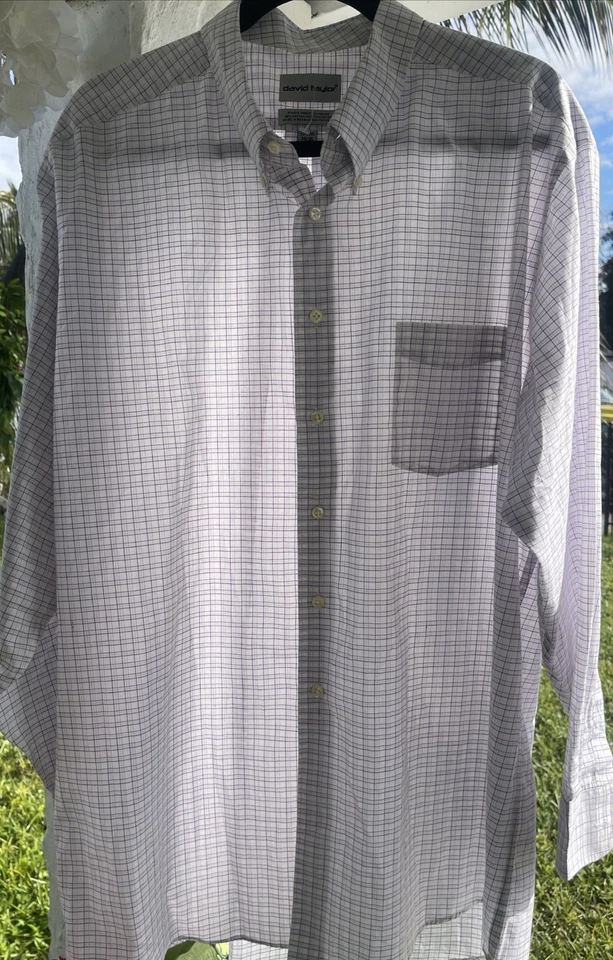 David Taylor Men's Long sleeve 17x 17.5 34/35 White cotton blend Casual Buttons - Image 2 of 4