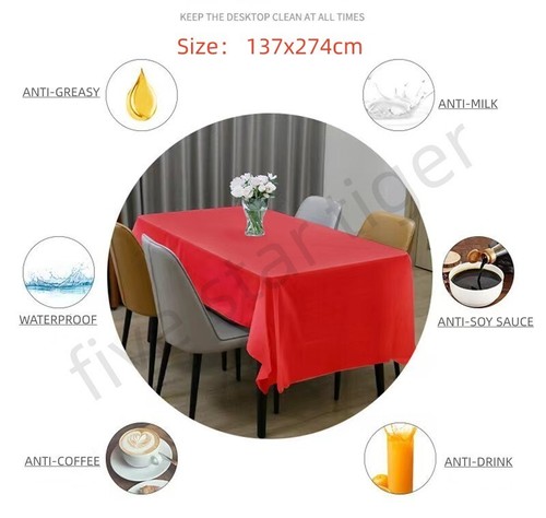Plastic Table Cloth Color Rectangle Cover For Wedding Birthday Party 137x274 cm - Picture 2 of 14