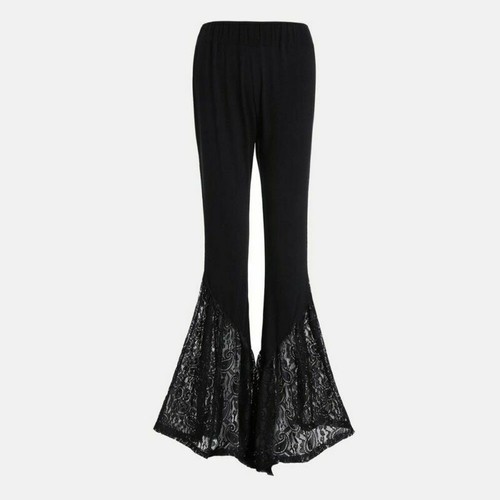 Ladies Black Bell Bottoms Lace Pants 