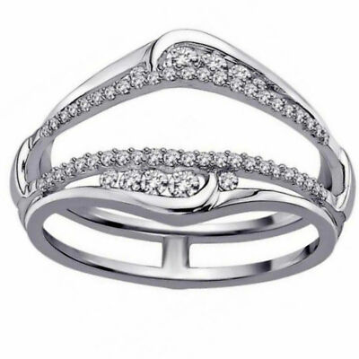 Solitaire Verstärker Runde Diamanten Ring Schutz Wickel Sterlingsilber Ehering