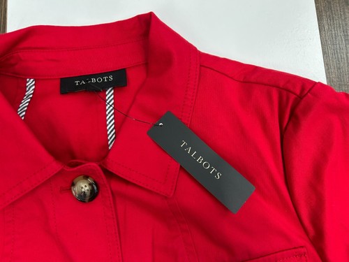 NEW Talbots Womens 12 Red Button Utility Jacket With Pockets & Buttons NWT $119 - Picture 2 of 10