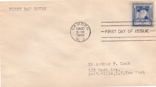 US FDC #867 – 1940 Famous Americans: 5c Walt Whitman ST2822
