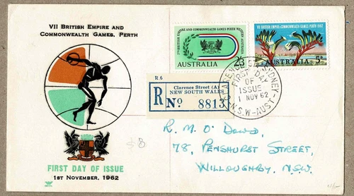 Australia 1962 Royal Commonwealth Games  FDC Registered Cover