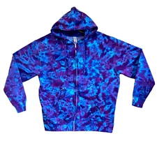 Adult Tie Dye Zip Hoodie Blue Lapis Blotter Zipper Sweatshirt Grateful Dead art