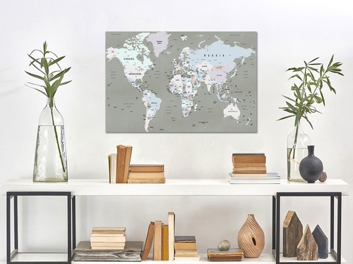 klassische Weltkarte Länder Hauptstädte Leinwanddruck Kunst Wand gerahmt oder nur Druck - Bild 8 von 9