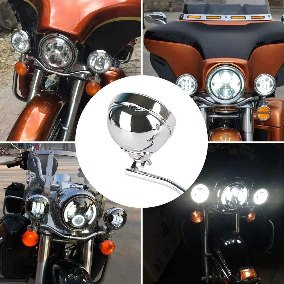 2x Luces antiniebla LED 4,5"" + Soporte de carcasa para Yamaha Roadstar Silverado XV1600 Foto 2 de 4