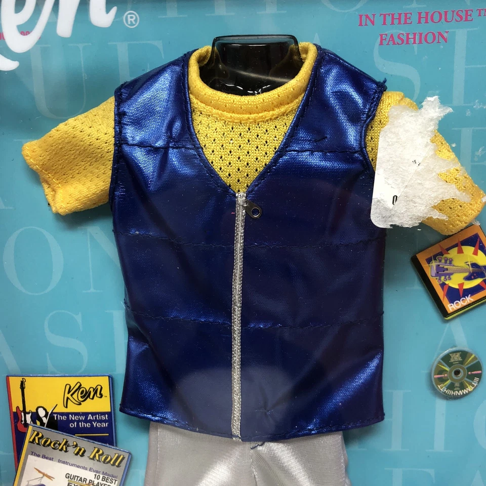 Ken Fashion Avenue 2001 Rock N Roll In the House Outfit Shirt Vest Blue Shoes  - Image 3 of 4