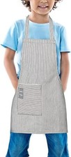 Kids Apron, Toddler Cotton Adjustable Bib Chef Apron with Black Stripes