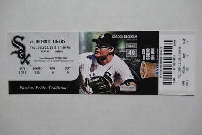 CHICAGO WHITE SOX VS DETROIT TIGERS 7/25/2013 FULL TICKET ~ GORDON BECKHAM