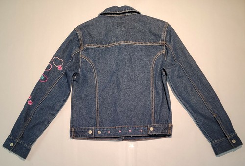 Gap Factory Store Youth Girl Blue Embroidered Bedazzled Denim Jean Jacket Sz XXL - Picture 6 of 12