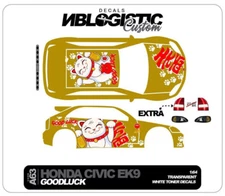 HONDA EK9 RACING  Universal WaterSlide Decal for hot wheels 1/64 Scale 077