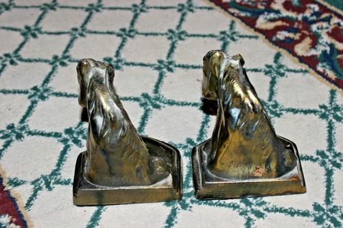 Par de sujetalibros vintage de metal fundido para caballos de metal dorado - Imagen 3 de 10