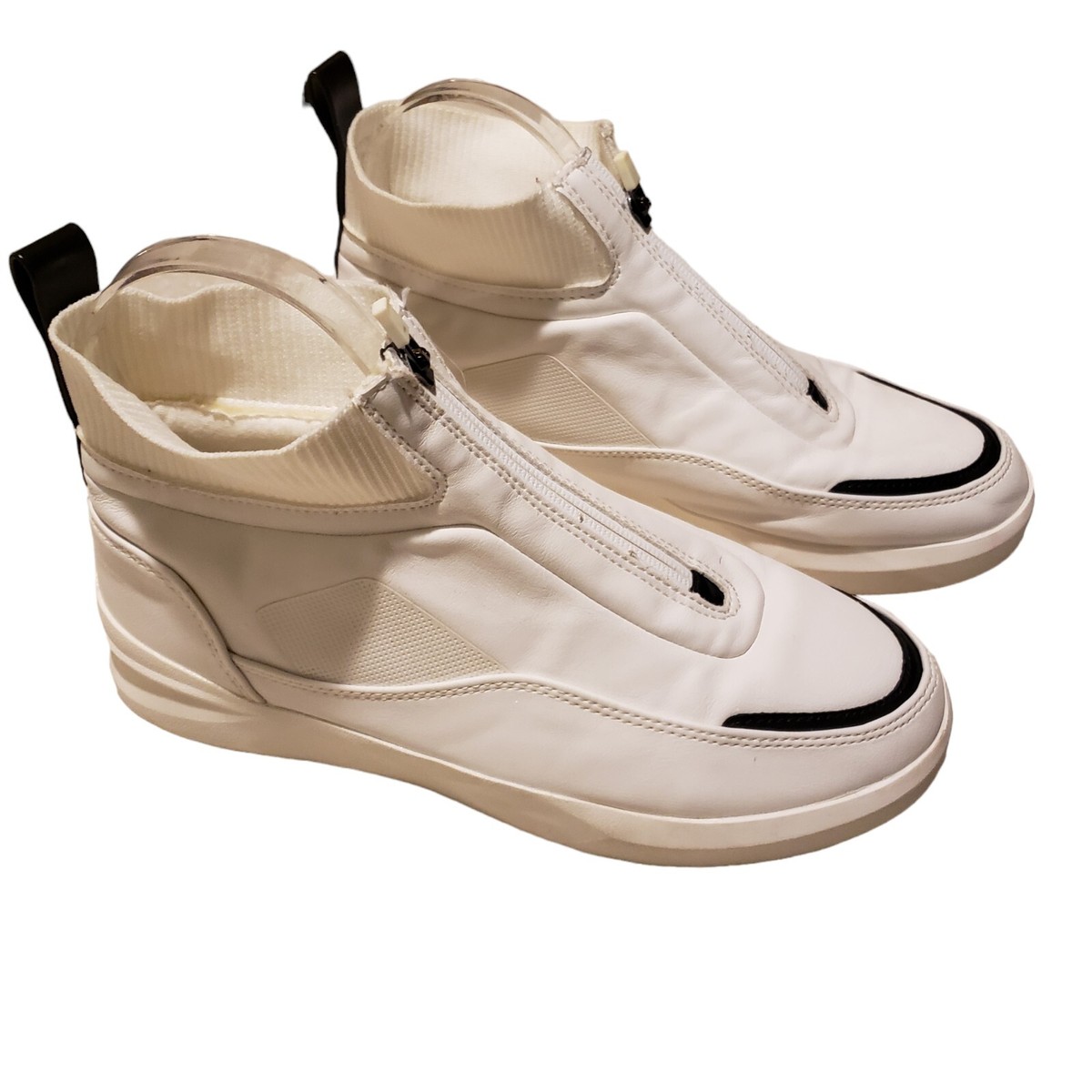 Zara Women zip front white high top sneakers Sz 38/39 USA