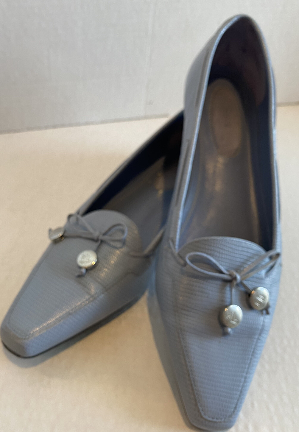 Elisabet Light Blue Leather Flats Size 