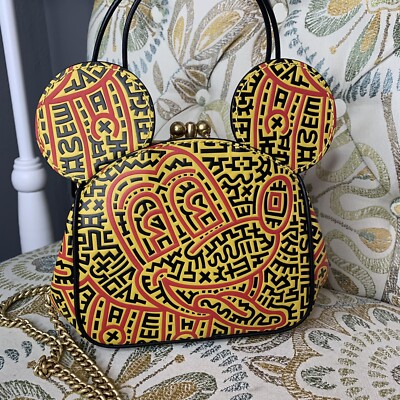 New! Coach Disney Mickey Mouse X Keith Haring Kisslock Bag Bright