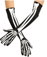 Skeleton Opera Gloves - Elbow Length - Cosplay Costume Accessories - One Size