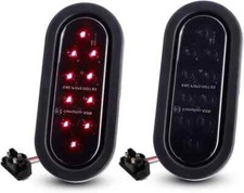 Pack of 2 6 Inch 10 LED Smoked Lens Oval Flush Mount Red Stop Turn Signal Bra...