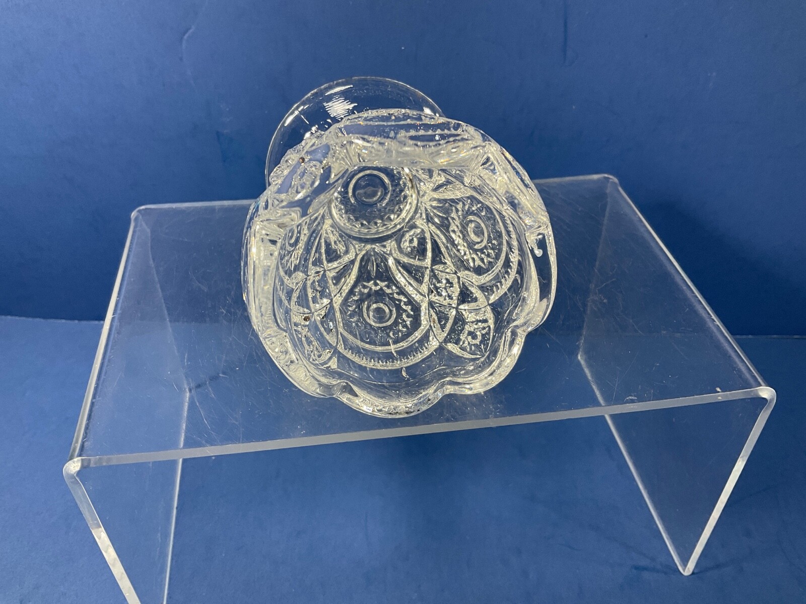 Vintage, 2.75" L.E. Smith, Clear Glass 'Heritage' Toothpick Holder,Made in USA