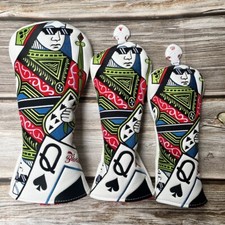 Premium Golf Driver Cover Fairway Wood Cover Poker Queen Skull Hybrid Head cover
