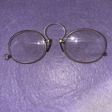Antique 1920s Pinch Nez  Eyeglasses Pinch Nose Glasses Spectacles Gold Tone