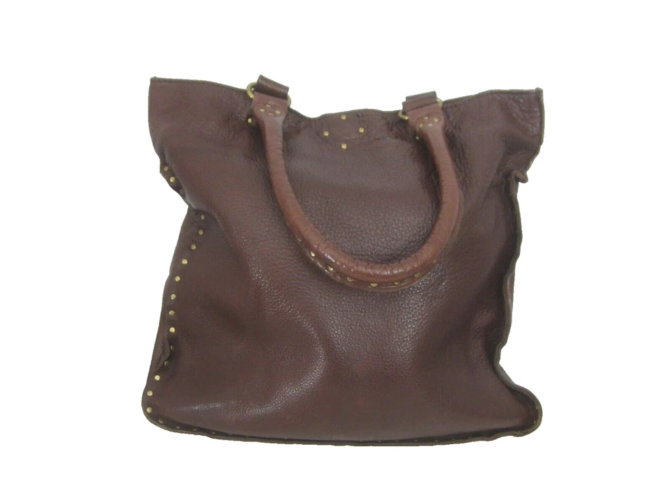 Bolso de Mano Linea Pelle Italiano Cuero Marrón Hobo Hombro Tachonado Grande Italia Foto 2 de 4