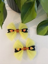 Handmade Spooky Halloween Girls Hair Bows Pigtails Boutique Alligator Clip 3.5