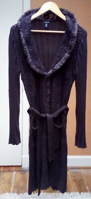 Schöne lange Blumen Crotched Strickjacke aus Baumwollmischung von Apart, Gr. UK14