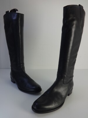 Damen Stiefel Größe 6 Gabor Brook Schwarz Leder Kniehoch Reiten Niedrig Absätze.EU39