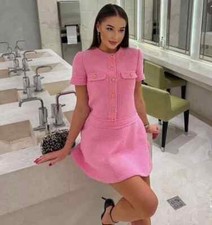 NWT ZARA SS24 SHORT STRUCTURED DRESS ZW COLLECTION Mid-pink 3292/413 S-XL