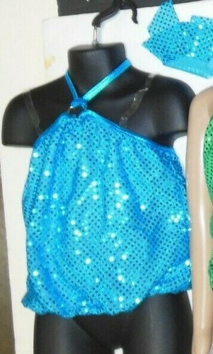 Faux Sequin Halter Dance Costume Top 4 Colors Girls/LADIES Sizes Costume Blousey - Picture 10 of 11