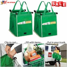 2x Grab Bag Reusable Clip To Cart Shopping Container Bags Storage Carry Grocery