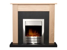 Adam Southwold Fireplace Oak & Black + Colorado Electric Fire Brushed Steel, 43"