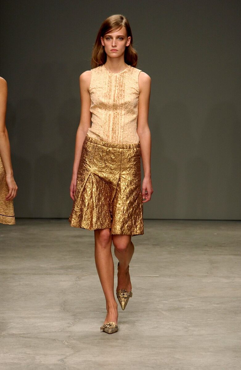 Prada Vintage Archive Spring 2002 Gold Brocade Lamé Pleat Prada Vintage Archive Spring 2002 Gold Brocade Lamé Pleat