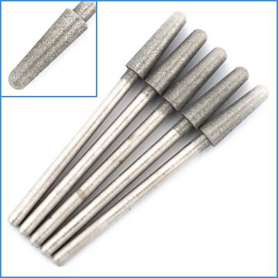 5pcs 4mm Round Nose Taper Diamond Bit Fine Cone Arrow Pointed Rotary Grinding