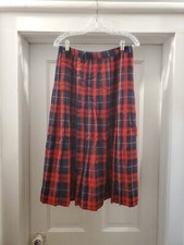 Vintage Skirt CHARTER CLUB Worsted Wool Tartan Kilt Pleated 8 red blue black EUC