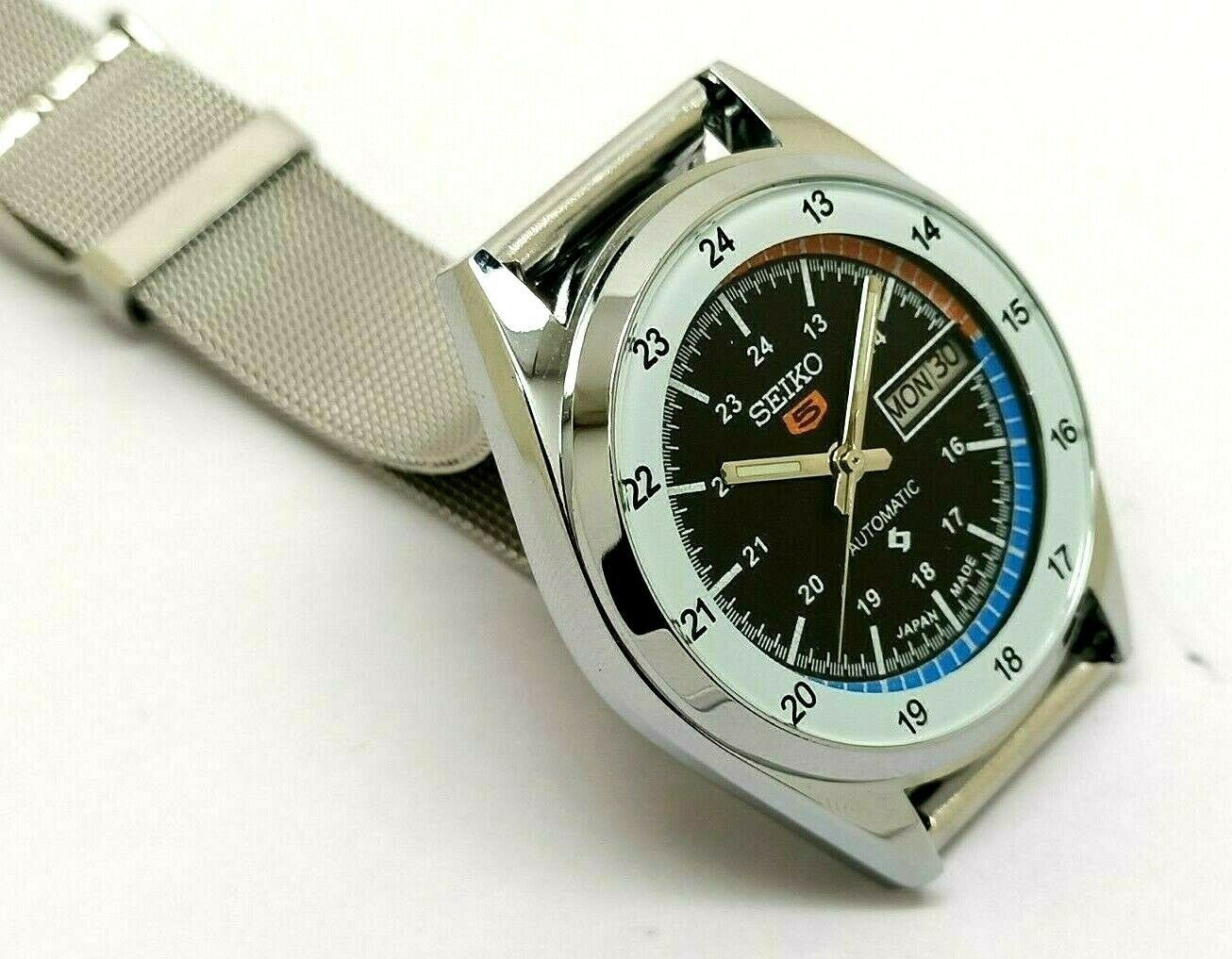 SEIKO 5 AUTOMATIC STEEL SILVER DAY/DATE VINTAGE MEN'S WRIST WATCH eBay