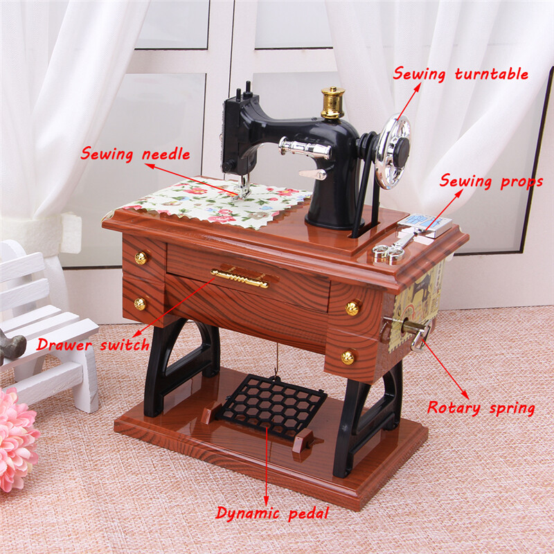 Sewing Machine Music Box Vintage Mini Musical Plays Birthday Gift Toy