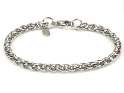 CRAFTD LONDON Kubanisches Armband (Silber) 4mm Edelstahl 19cm, NEU; K86 211