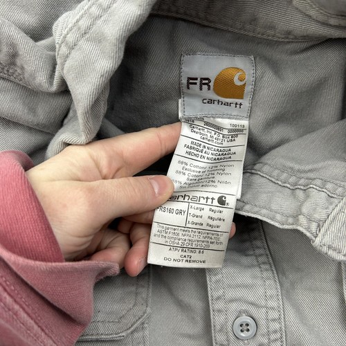 (5) Carhartt FRS160 - Camicia a maniche lunghe ignifuga grigia taglia XL invecchiata - Foto 2 di 14