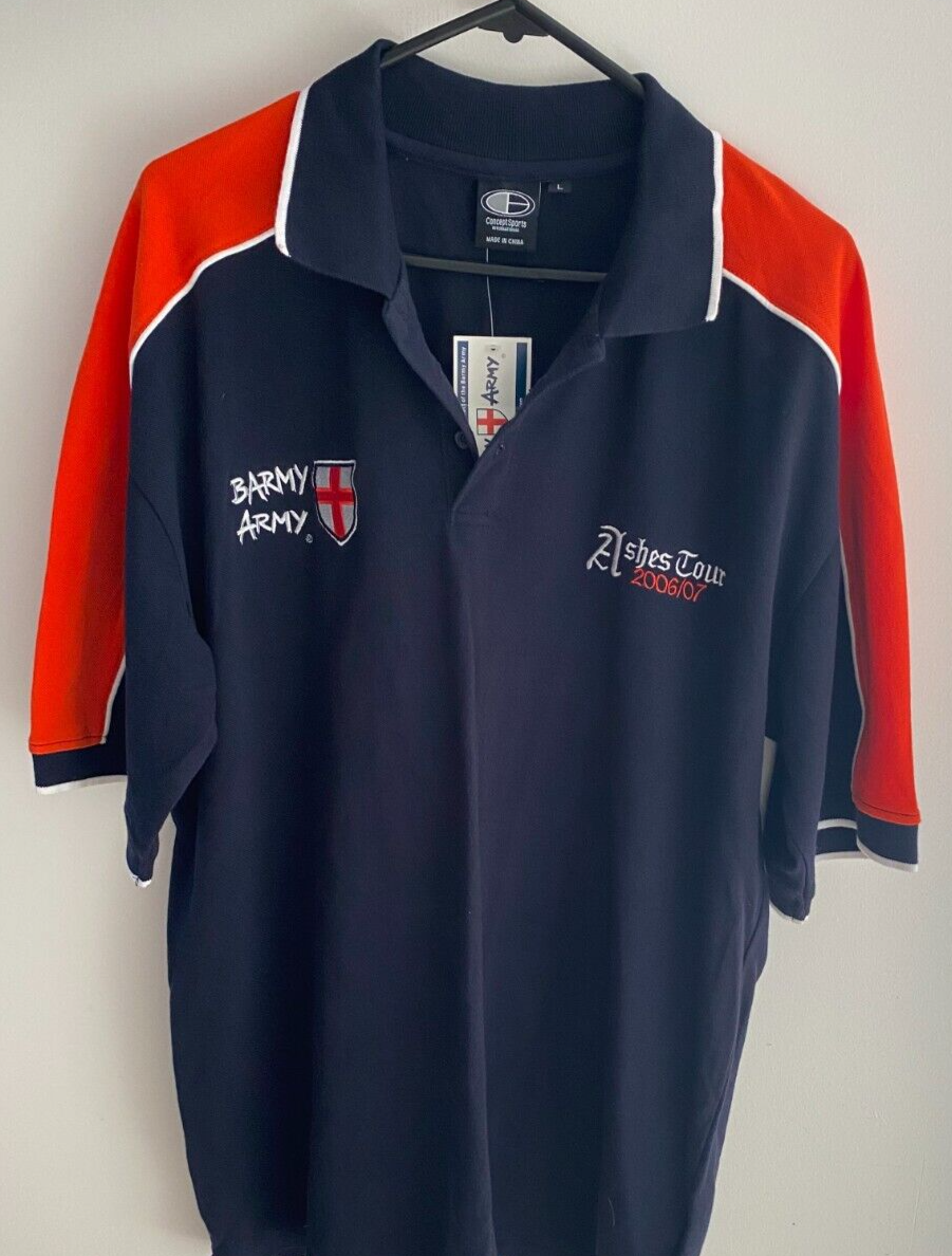 BARMY ARMY SHOULDER PANEL EMBROIDERED ASHES TOUR 2006/07 POLO